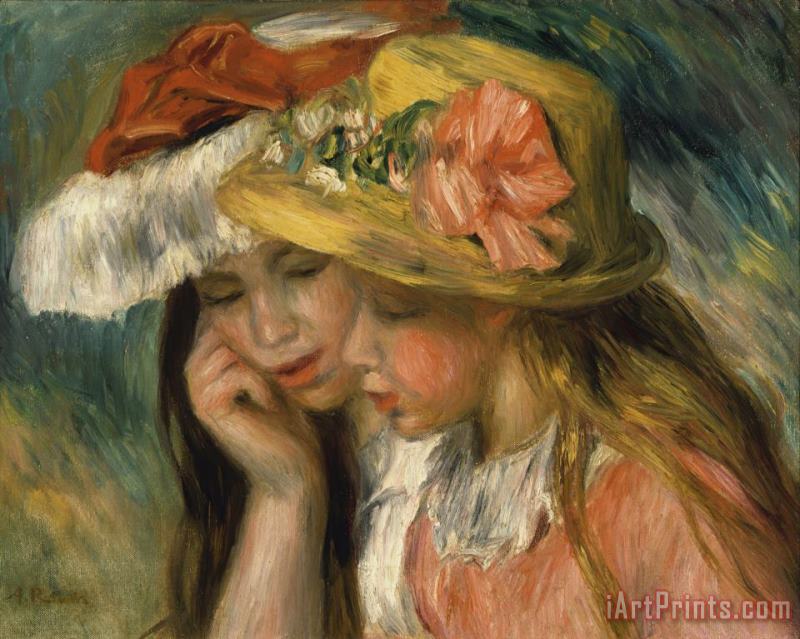 Tetes De Deux Jeunes Filles [also Known As The Two Sisters] painting - Pierre Auguste Renoir Tetes De Deux Jeunes Filles [also Known As The Two Sisters] Art Print